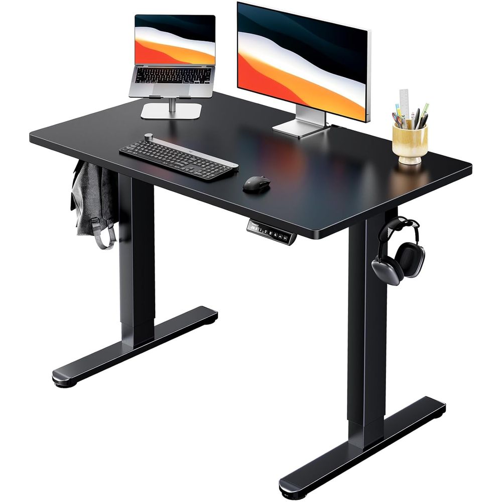 Desk Setup Or Set Up - Electric Standing Desk, Whole Piece Desktop,