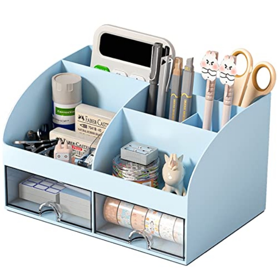 Drawer Organizer Bamboo - Desk Organizer with 6 Compartments and