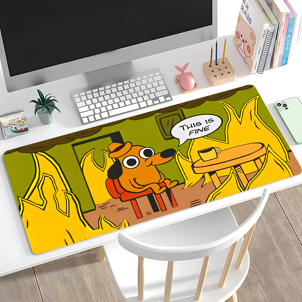 Desk Setup Carpet - This Is Fine Dog Dachshund Mousepad