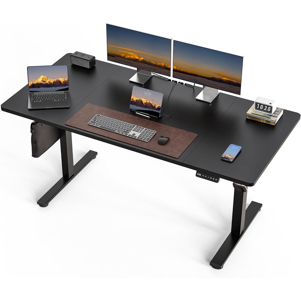 Desk Setup Or Set Up - Large 63x30 Electric Adjustable Height Desk,
