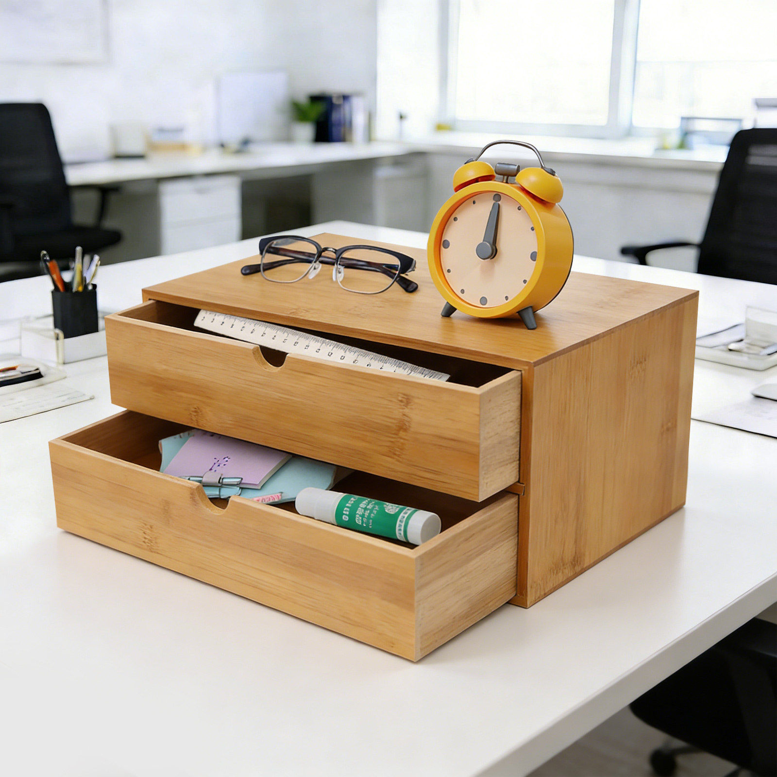 Desk Organizer, 2-Drawer Offic – Drawer Organizer Bamboo Bewertung und Preis