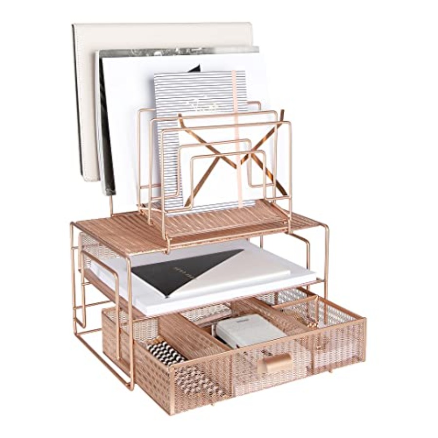 Rose Gold Desk Organizer with  – Drawer Organizer Bamboo Bewertung und Preis