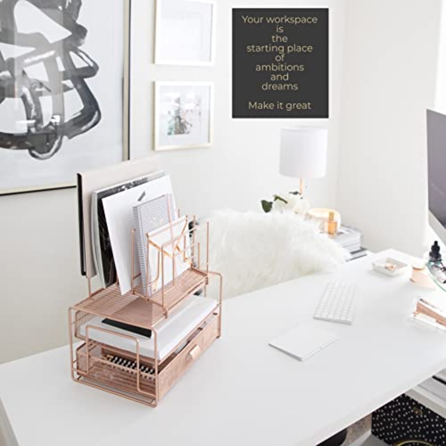 Rose Gold Desk Organizer with  – Drawer Organizer Bamboo Bewertung und Preis