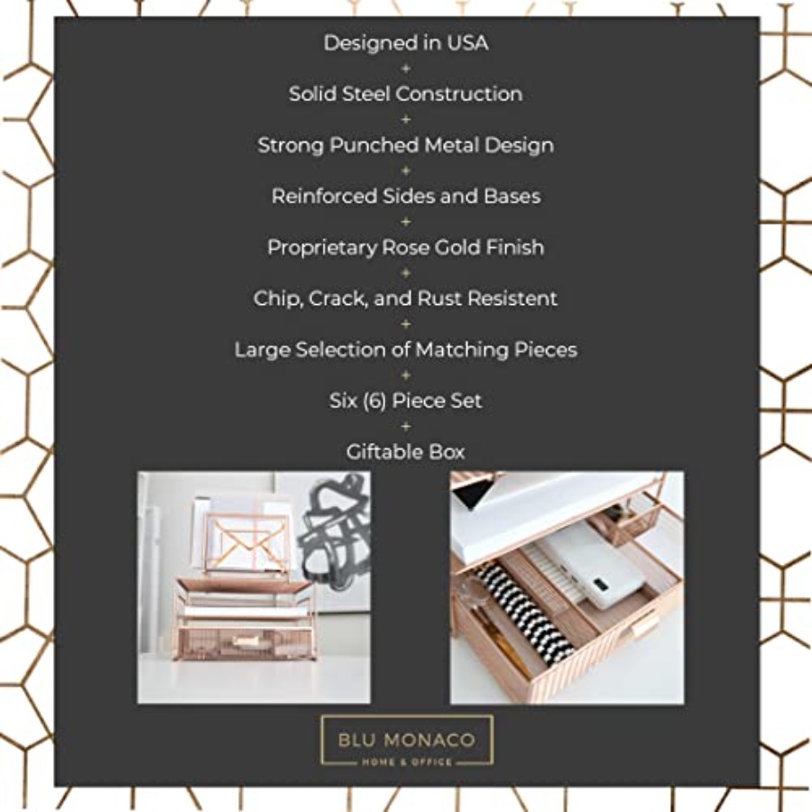 Rose Gold Desk Organizer with  – Drawer Organizer Bamboo Bewertung und Preis