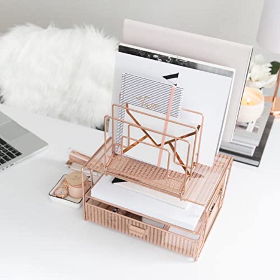 Rose Gold Desk Organizer with  – Drawer Organizer Bamboo Bewertung und Preis