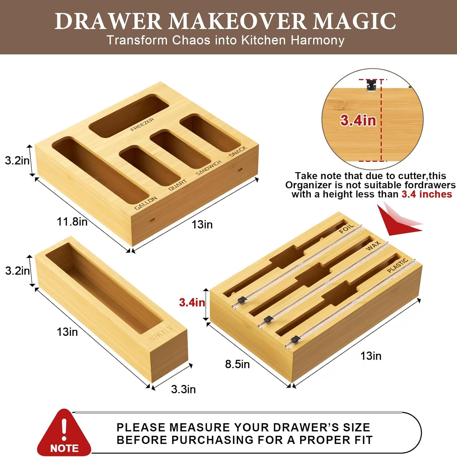 9 IN 1 Bamboo Foil and Plastic – Drawer Organizer Bamboo Bewertung und Preis
