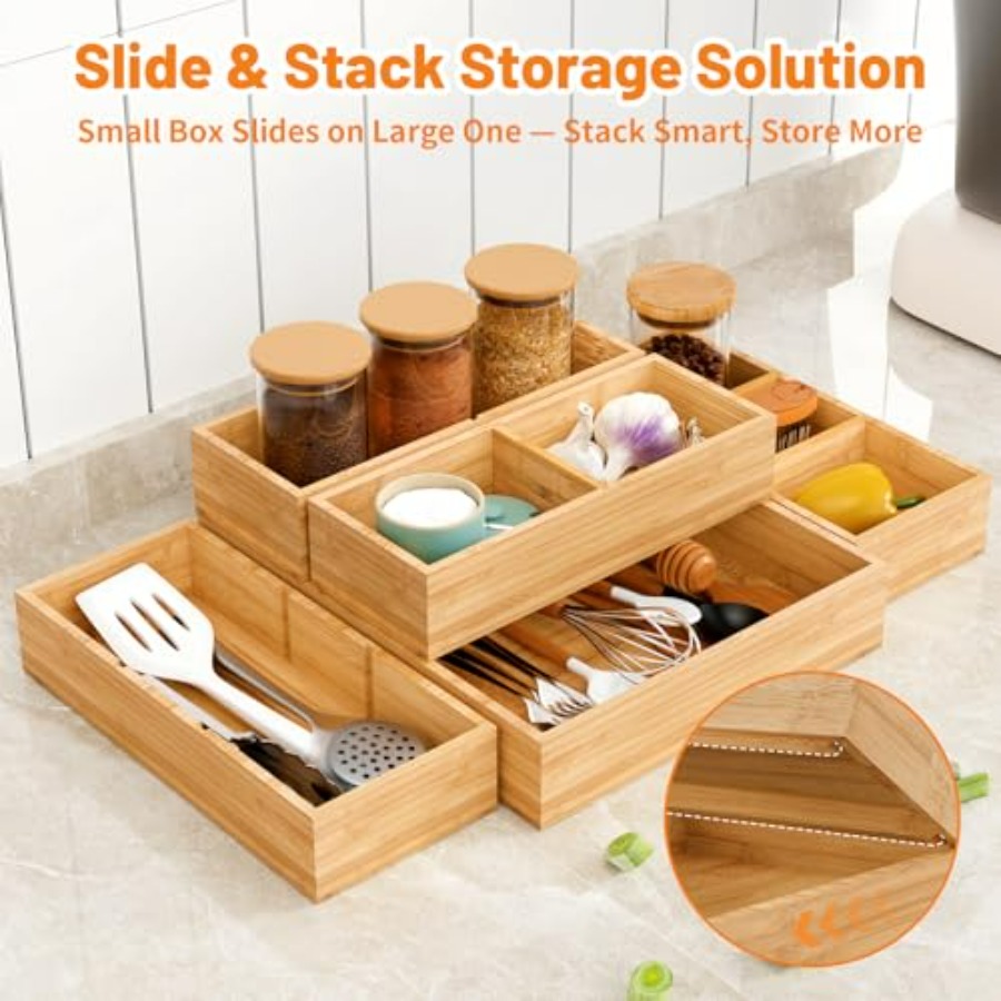 Bamboo Drawer Organizer, 5-Pie – Drawer Organizer Bamboo Bewertung und Preis