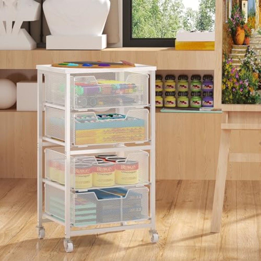 4-Drawer Rolling Storage Cart  – Drawer Organizer Bamboo Bewertung und Preis