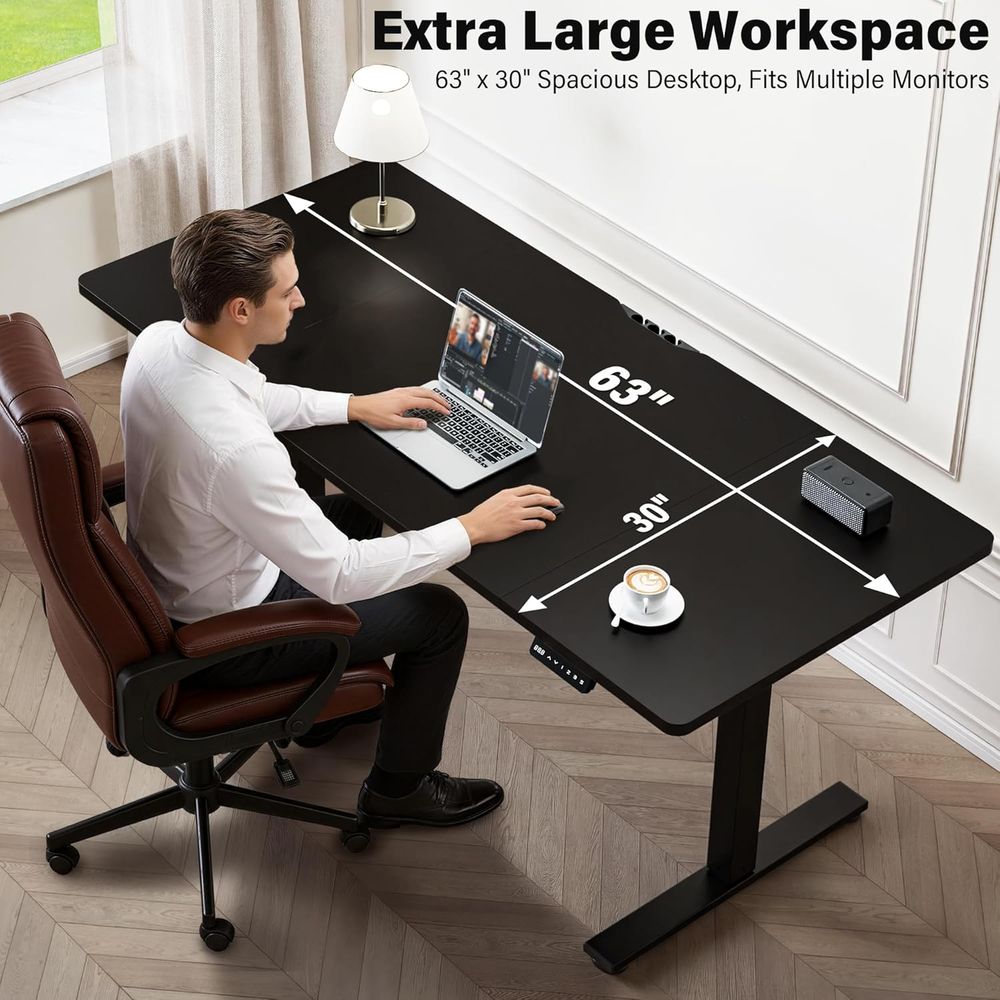 Large 63x30 Electric Adjustabl – Desk Setup Or Set Up Bewertung und Preis