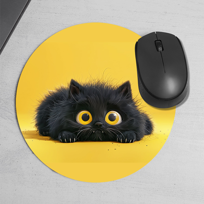 Cute Black Cat Round Mouse Pad – Desk Setup Or Set Up Bewertung und Preis