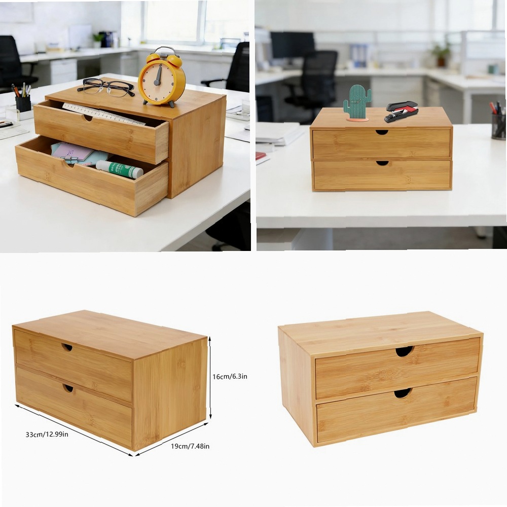 Desk Organizer, 2-Drawer Offic – Drawer Organizer Bamboo Bewertung und Preis